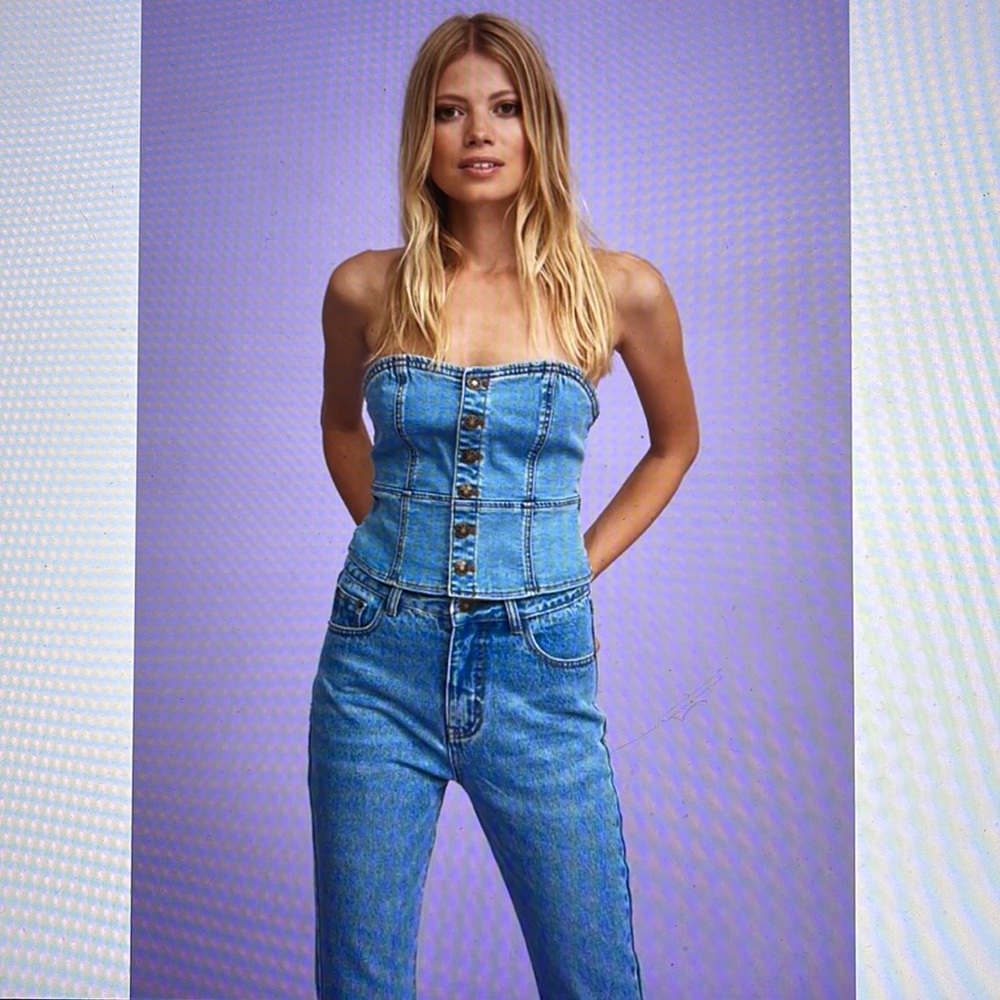 NWT Dahli Button Down Denim Bustier